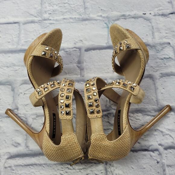 Le Silla Crystal Embellished Cross Strap Woven Heels size 39 - Picture 3 of 16